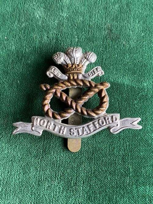 NORTH STAFFORDSHIRE REGT. CAP BADGE-WORN 1889-1959