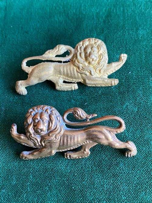 ROYAL LANCASTER REGIMENT,COLLAR DOGS-ONE WITH MISSING LUGS