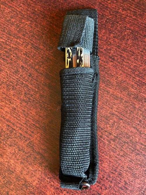 CFMH MARKINGS USA SABER,FOLDING KNIFE,WITH BONE INLAY HANDLE IN SHEATH-EXTENDED LENGTH 275MM
