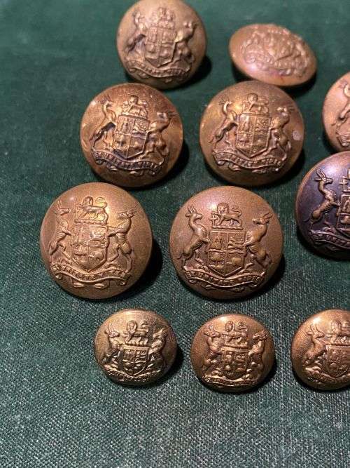 UNION COAT OF ARMS BRASS TUNIC BUTTONS-WORN FROM 1913-DIAMETER 25 MM FOR LARGE ONES AND 15 MM FOR SM