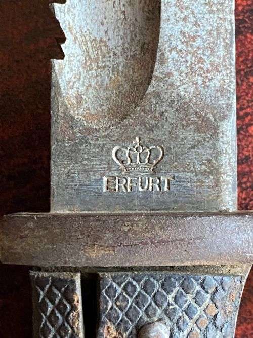KS 98 BAYONET MADE BY ERFURT 1909-LEATHER GRIPS-ISSUED TO THE SCHUTZTRUPPE IN GERMAN SOUTH WEST AFRI