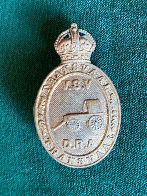TRANSVAAL DEFENCE RIFLE ASSOCIATION CAP BADGE-WORN 1923-43- 2 LUGS