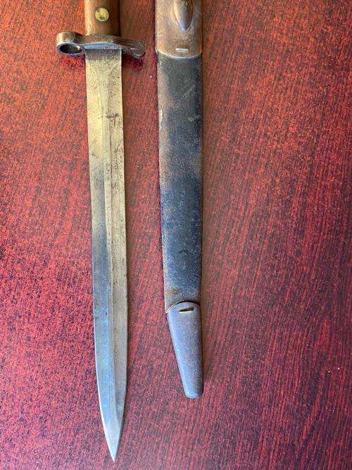 1888 MK1 PATTERN BAYONET FOR THE LEE METFORD RIFLE-BLADE BACK INSPECTION STAMP,THE E. SHOWING THE WE