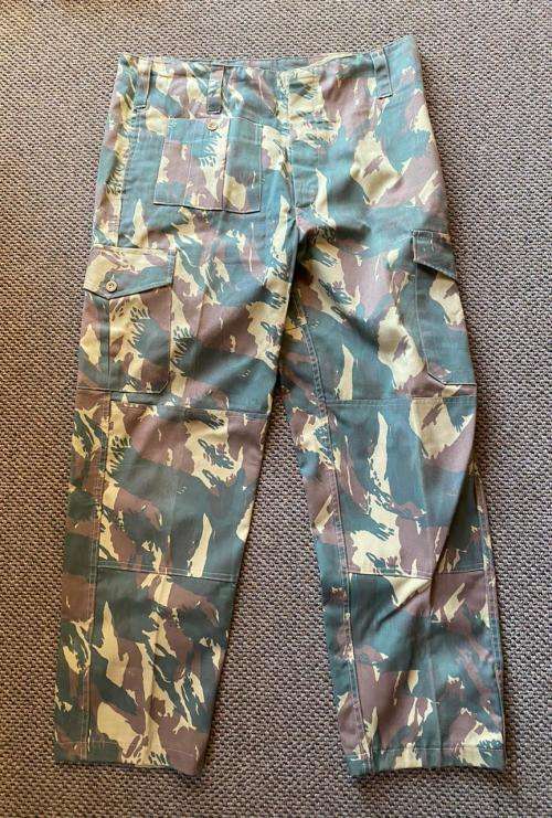 TRANSKEI DEFENCE FORCE CAMO TROUSERS-SIZE 36 WITH PIPE LENGTH OF 72CM-NO TAGS OR PRINTING INSIDE-CON
