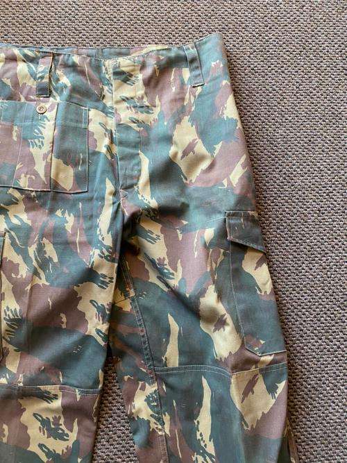 TRANSKEI DEFENCE FORCE CAMO TROUSERS-SIZE 36 WITH PIPE LENGTH OF 72CM-NO TAGS OR PRINTING INSIDE-CON