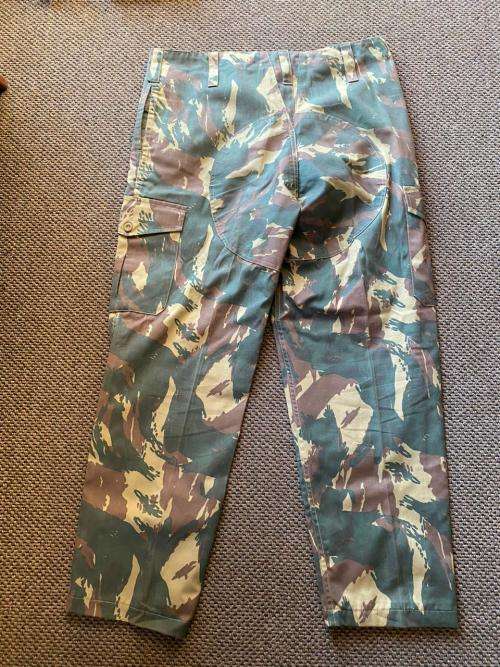 TRANSKEI DEFENCE FORCE CAMO TROUSERS-SIZE 36 WITH PIPE LENGTH OF 72CM-NO TAGS OR PRINTING INSIDE-CON