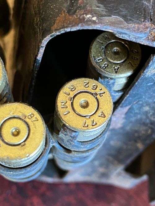 7,62 X 51 MM FN MAG. LIGHT MACHINE GUN- 75 ROUND `PEAR` BAG MACHINE-EXTREMELY SCARCE-BORDER WAR PERI