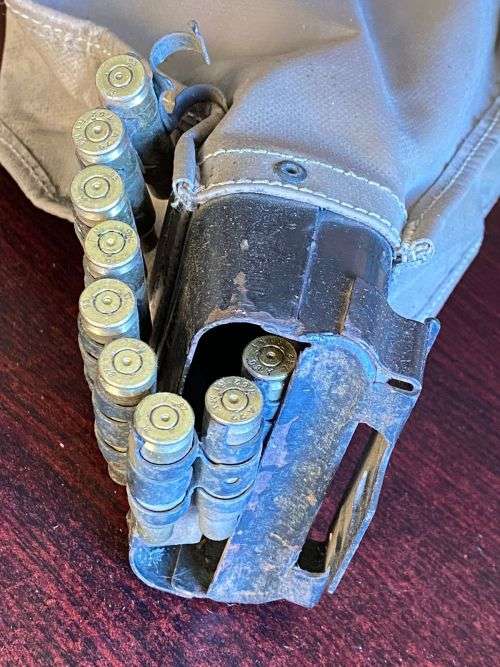 7,62 X 51 MM FN MAG. LIGHT MACHINE GUN- 75 ROUND `PEAR` BAG MACHINE-EXTREMELY SCARCE-BORDER WAR PERI