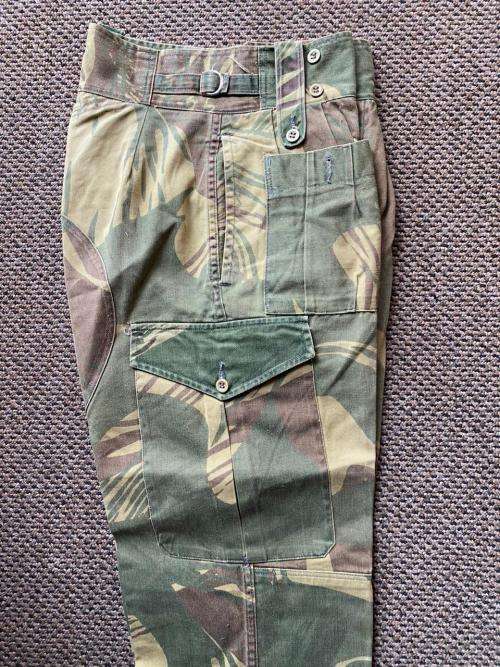 RHODESIA CAMO TROUSERS -SIZE 32 WITH PIPE LENGTH OF 71 CM,POCKETS ON BOTH SIDES AND REINFORCED BACK