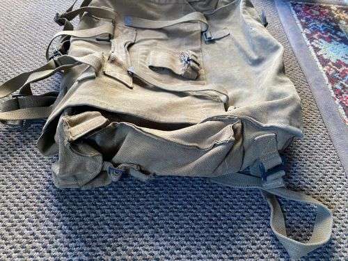 RHODESIA PATTERN 63 WEBBING LARGE BACK PACK-STAMPED L.B. &D.I.F.-USED BUT GOOD CONDITION