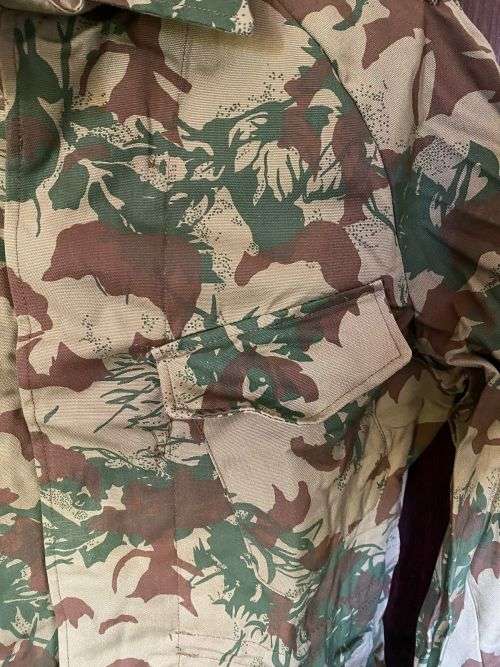 POLICE TASK FORCE 2ND PATTERN CAMO BUSH JACKET-LABELLED AND DATED 1989-MADE BY PROTEA SIZE SMALL BUT