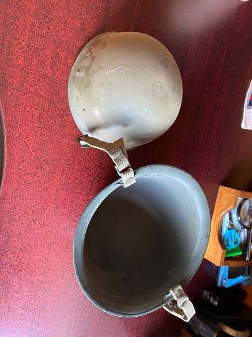 SADF PERIOD `STAAL DAK` IN VERY GOOD CONDITION-ALL CHIN STRAPS COMPLETE