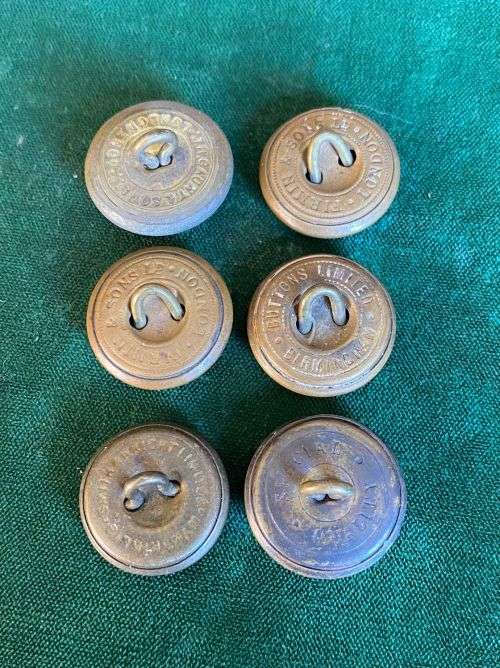 BRASS R.A. TUNIC BUTTONS-WORN BY PERSONNEL OF S.A.F.A.-6 IN TOTAL