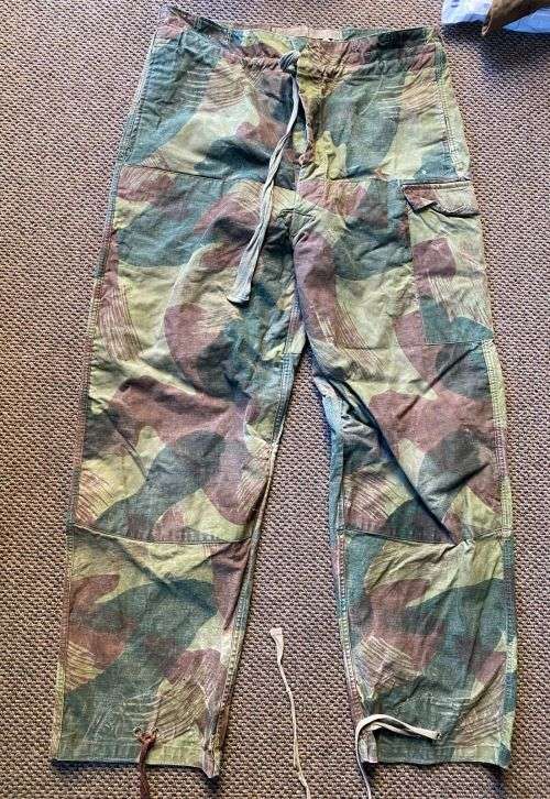 BELGIUM CONGO CAMO TROUSERS-SIZE LARGE-I WOULD SAY SIZE 40 AND BIGGER-PIPE LENGTH 76CM-THE TROUSERS