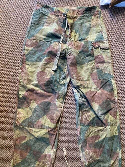 BELGIUM CONGO CAMO TROUSERS-SIZE LARGE-I WOULD SAY SIZE 40 AND BIGGER-PIPE LENGTH 76CM-THE TROUSERS