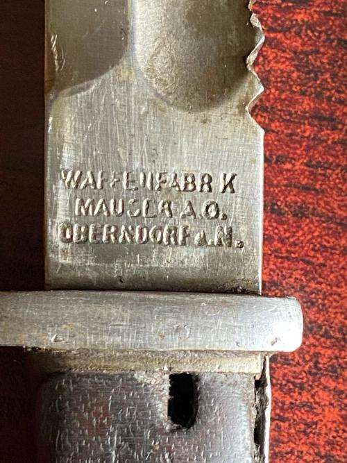 GERMAN S98/05 BAYONET WITH SAW BACK BLADE AND STEEL SCABBARD-BOTH WITH MAKERS MARKINGS-EXTENDED LENG