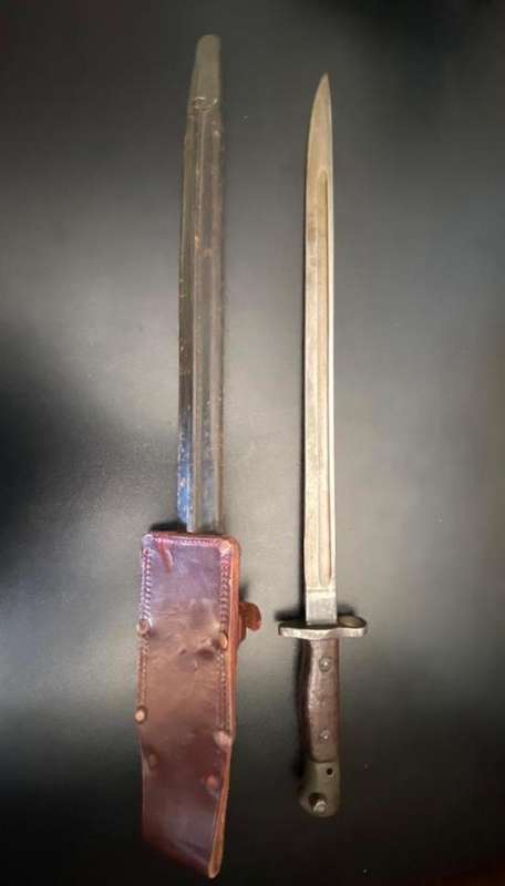 BRITTISH 1907 PATTERN BAYONET,MADE BY SANDERSON-COMES WITH SCABBARD AND LEATHER FROG-SAP MARKED
