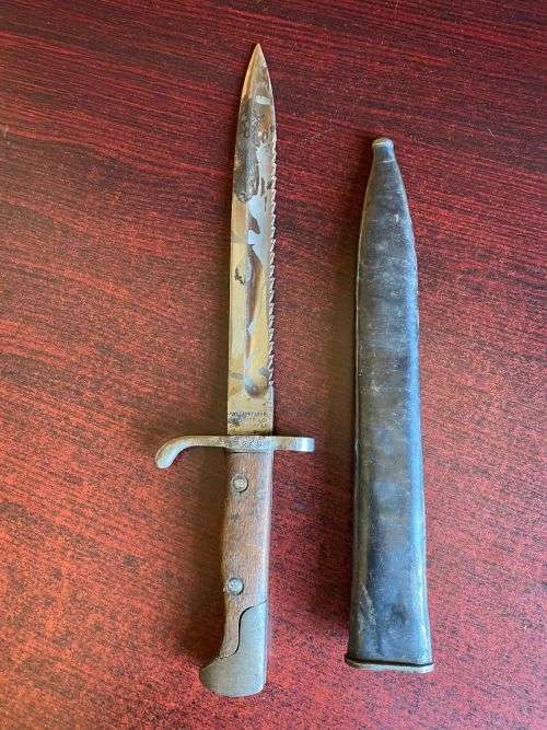 GERMAN 1918 MAUSER BAYONET,MODIFIED BY TURKISH MILITARY-OVERALL LENGTH 37,5CM-BROUGHT BACK FROM AFGH