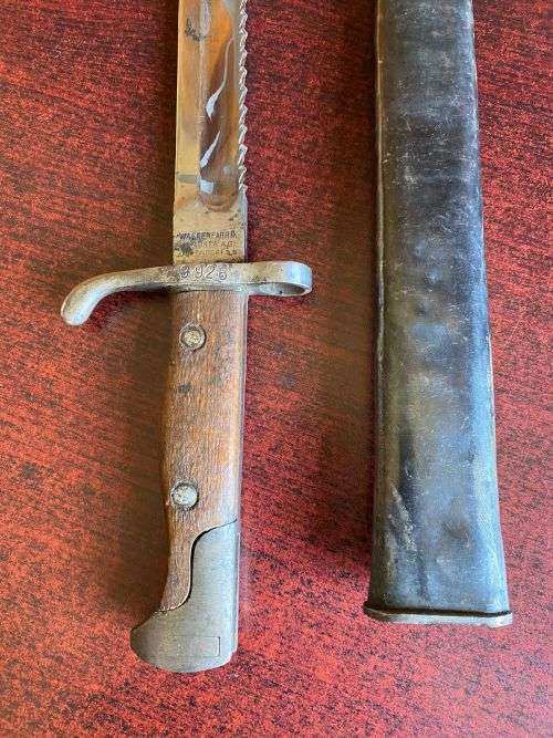 GERMAN 1918 MAUSER BAYONET,MODIFIED BY TURKISH MILITARY-OVERALL LENGTH 37,5CM-BROUGHT BACK FROM AFGH