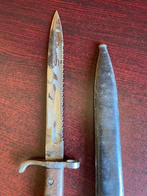 GERMAN 1918 MAUSER BAYONET,MODIFIED BY TURKISH MILITARY-OVERALL LENGTH 37,5CM-BROUGHT BACK FROM AFGH