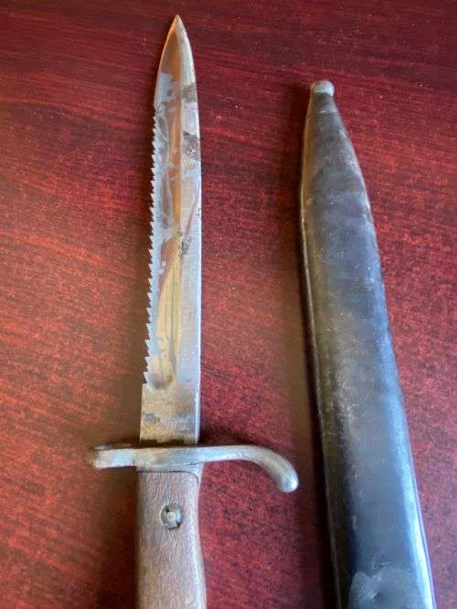 GERMAN 1918 MAUSER BAYONET,MODIFIED BY TURKISH MILITARY-OVERALL LENGTH 37,5CM-BROUGHT BACK FROM AFGH