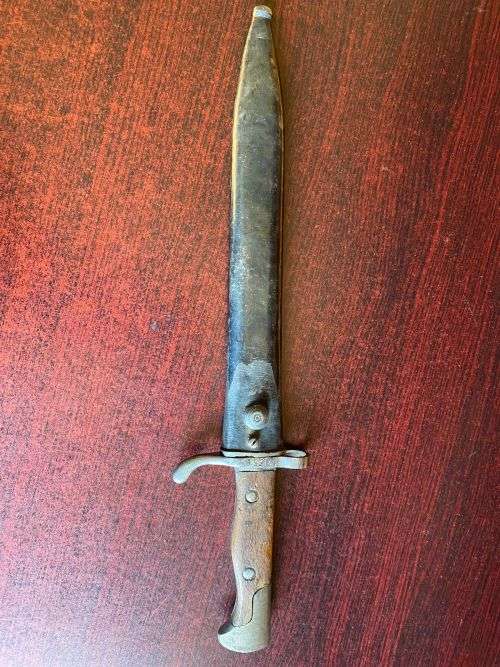 GERMAN 1918 MAUSER BAYONET,MODIFIED BY TURKISH MILITARY-OVERALL LENGTH 37,5CM-BROUGHT BACK FROM AFGH