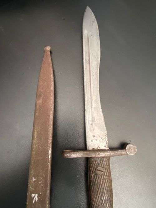 SPANISH 1893-1943 MAUSER BAYONET-BOLA BLADE AND COMES WITH ADAPTER FOR MAUSER RIFLE-OVERALL LENGTH 3