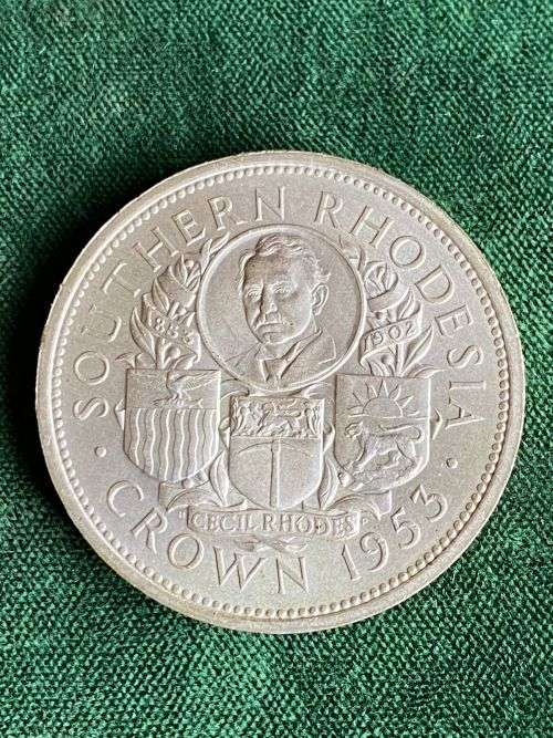 SOUTHERN RHODESIA 1953 SILVER 1 CROWN IN PRESENTATION CAPSULE