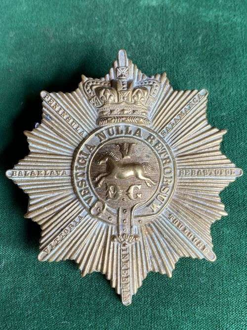 BRITISH VICTORIAN-THE FIFTH DRAGOON GUARDS MARTINGALE BADGE 1896-1901-GUARANTEED ORIGINAL-LARGE-MEAS