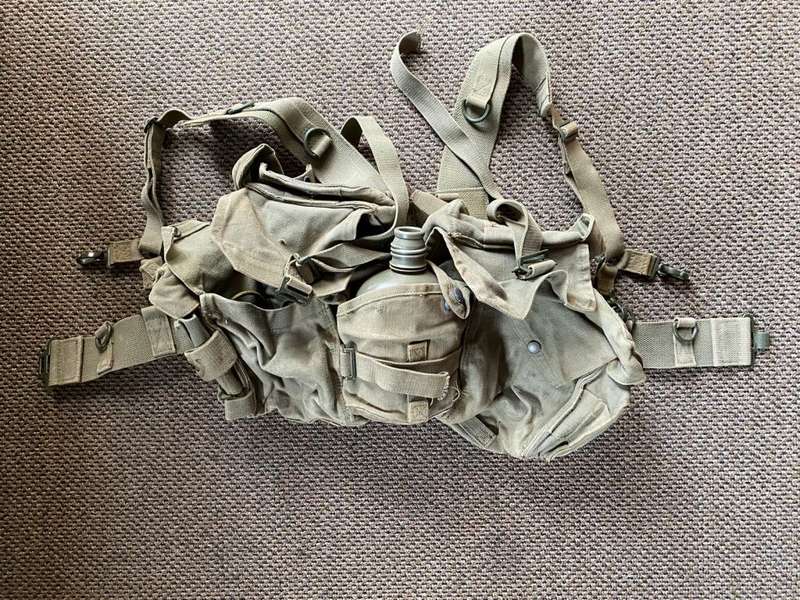 SADF PATTERN 73 WEBBING-SKELETON KIT-COMPLETE WITH BELT/YOKE AND WATER BOTTLE(NO LID)GOOD AND COMPL