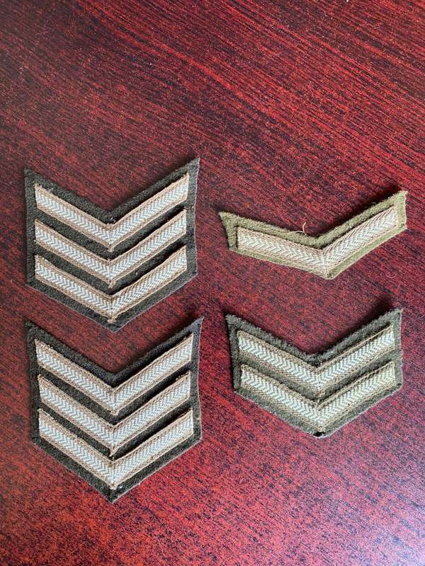 RANK INSIGNIA FOR SERGEANT FOR SERGEANT,CORPORAL AND LANCE CORPORAL-WORN 1970`S-2002