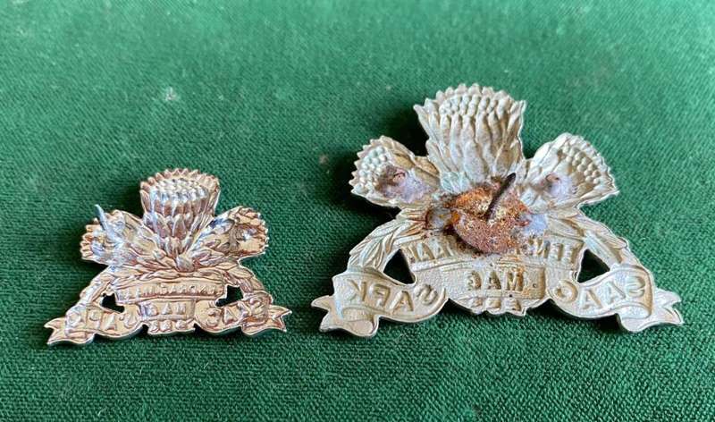 SA ARMOURED CORPS CAP AND ONE COLLAR-WORN 1970`S-1980`S-CAP MISSING LUGS- ONE PIN ON COLLAR