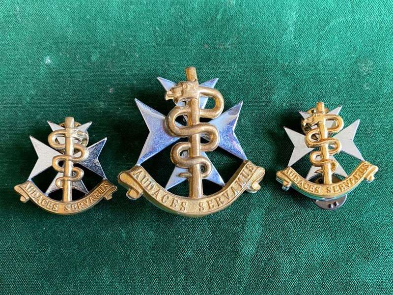 SA MILITARY HEALTH SERVICES CAP AND 2 COLLARS-WORN FROM 1980`S-LUGS + PINS INTACT