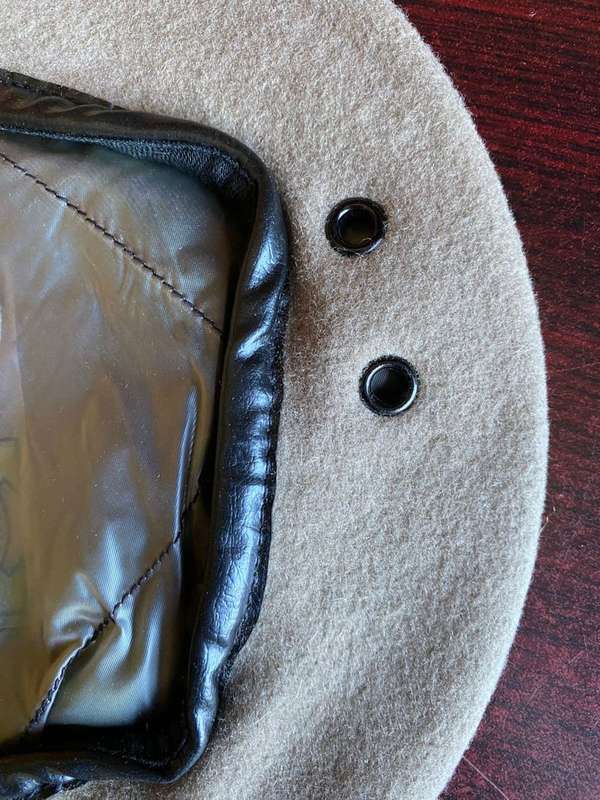 RHODESIAN SAS BERET WITH TWO COLOURED ANODISED CAP BADGE-WORN 1865-80-THIS BERET IS IN ALMOST UNWORN
