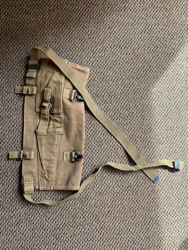 PATTERN 62,RHODESIAN GROUND SHEET HOLDER-GOOD CONDITION-DARK BROWN COLOUR-MAKER MARKED AND DATED