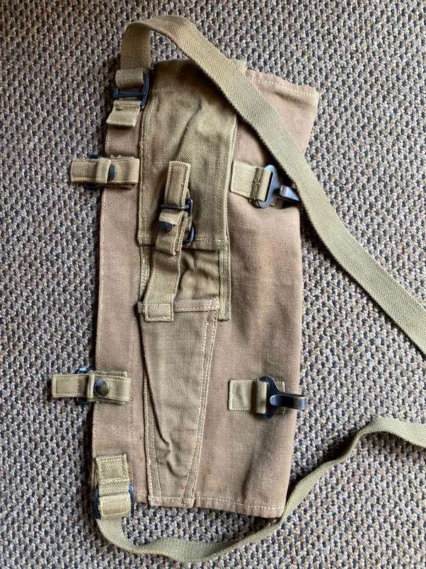 PATTERN 62,RHODESIAN GROUND SHEET HOLDER-GOOD CONDITION-DARK BROWN COLOUR-MAKER MARKED AND DATED
