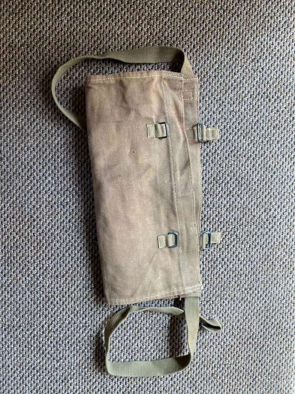 PATTERN 62,RHODESIAN GROUND SHEET HOLDER-GOOD CONDITION-DARK BROWN COLOUR-MAKER MARKED AND DATED
