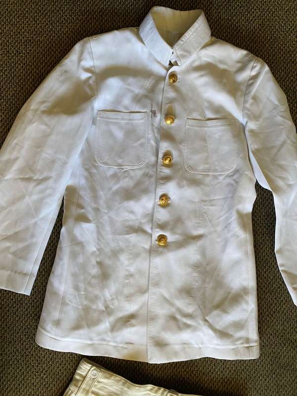 SA NAVY SUMMER UNIFORM-SHORTS + JACKET-SHORTS A SIZE 30 -THE JACKET A SIZE SMALL-MEASURES 48 CM ARMP