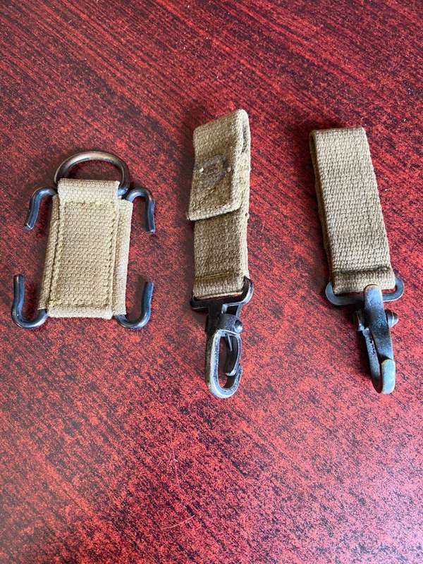 RHODESIAN PATTERN 63 WEBBING CLIPS-3 SOLD TOGETHER- 1 HAS MAKERS STAMP