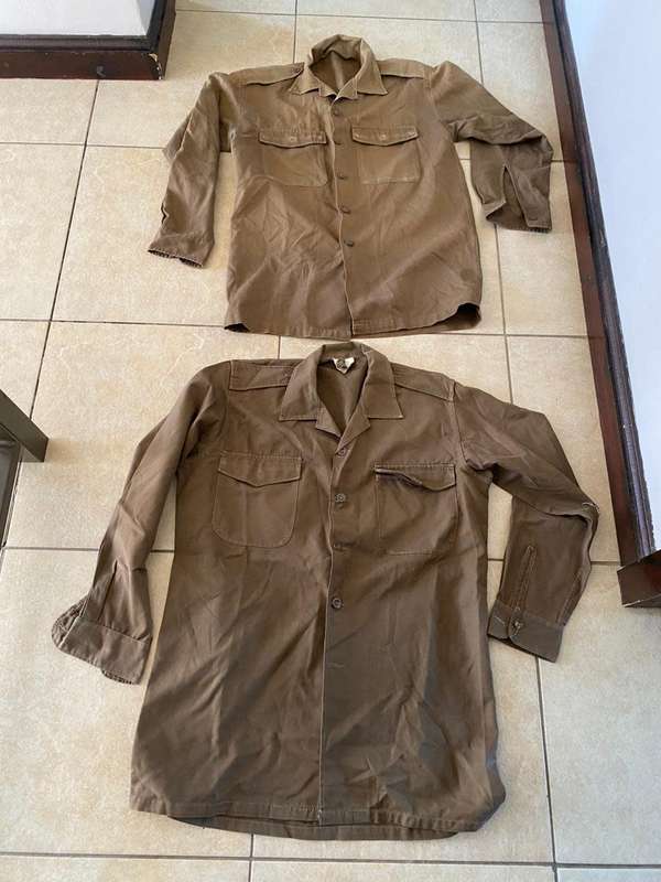 SADF NUTRIA SHIRT-2X LARGE LONG SLEEVE SHIRTS-SOLD TOGETHER-USED BUT GOOD WITH ONE BUTTON MISSING