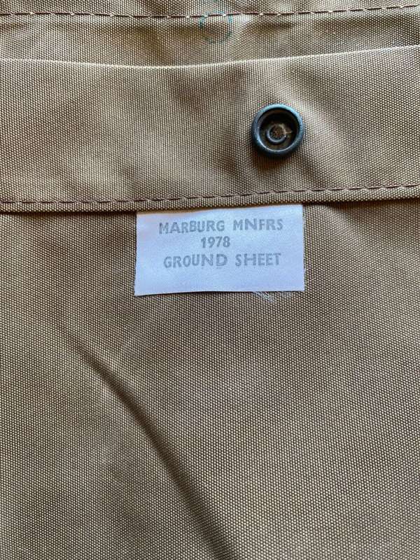 SADF PERIOD MILITARY ISSUE-GROUND SHEET CAN ALSO BE USED AS STRETCHER-MEASURES 180X90 CM-GOOD CONDIT