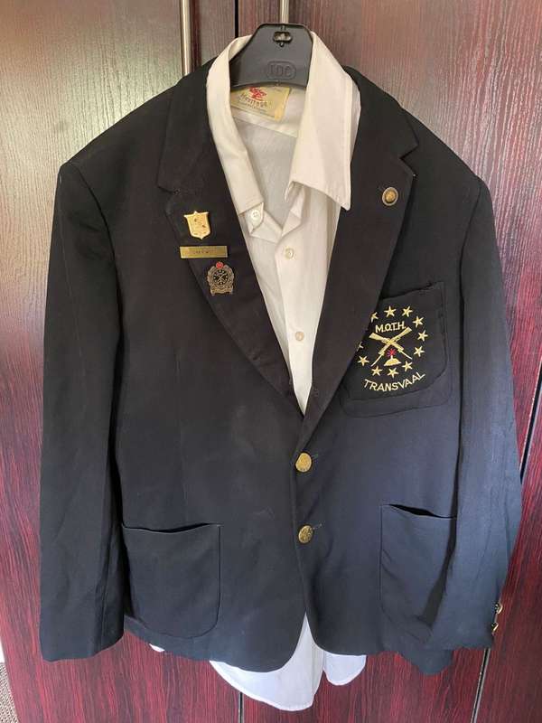MOTHS JACKET- SIZE MEDIUM-MEASURES 50 CM ARMPIT TO ARMPIT-SOLD WITH SHIRT