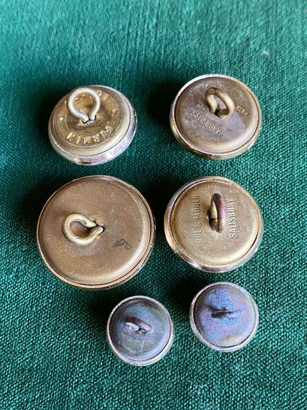 RHODESIA-GOLD ANODISED BUTTONS-WORN 1954-70-DIAMETER 22+19+12MM-GENERAL ISSUE-ARMY BUTTON