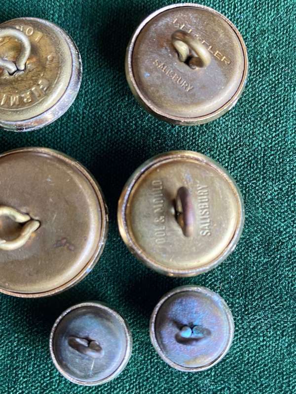 RHODESIA-GOLD ANODISED BUTTONS-WORN 1954-70-DIAMETER 22+19+12MM-GENERAL ISSUE-ARMY BUTTON