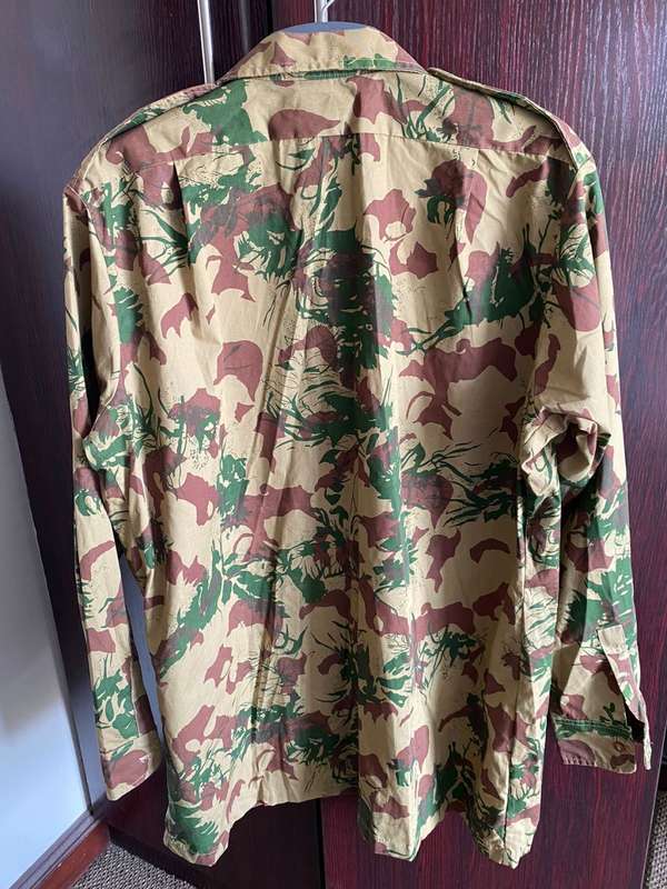 POLICE TASK FORCE 2ND PATTERN CAMO LONG SLEEVE SHIRT-SIZE LARGE TO EXTRA LARGE-MEASURES 65CM ARMPIT