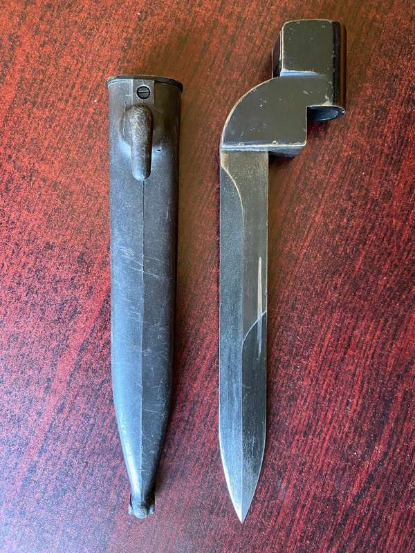 BRITISH NO 9 MK1 BAYONET-ISSUED TO THE ROYAL NAVY BECAUSE THEY RETAINED THE NO 4 RIFLE FOR SOME TIME