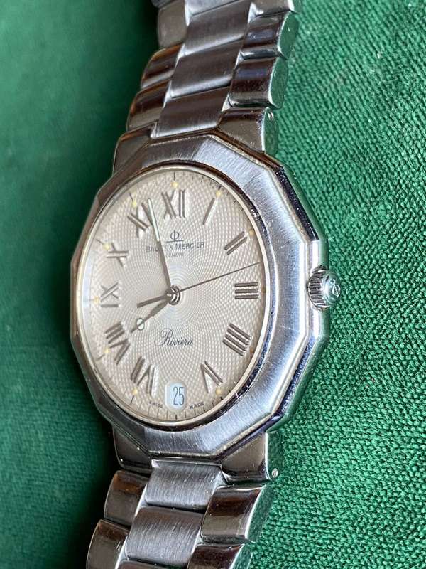 BAUME & MERCIER RIVIERA WRISTWATCH,25MM FACE-STAINLESS STEEL STRAP,QUARTZ-PERFECT RUNNING CONDITION