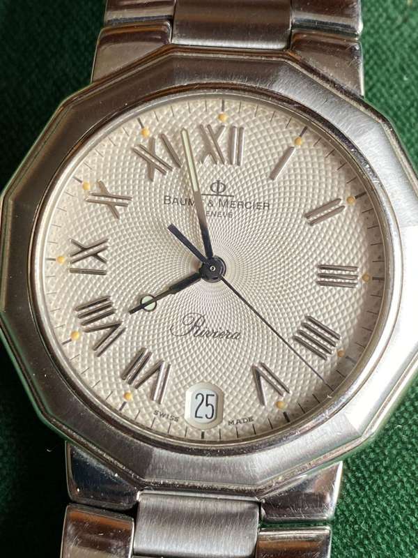 BAUME & MERCIER RIVIERA WRISTWATCH,25MM FACE-STAINLESS STEEL STRAP,QUARTZ-PERFECT RUNNING CONDITION