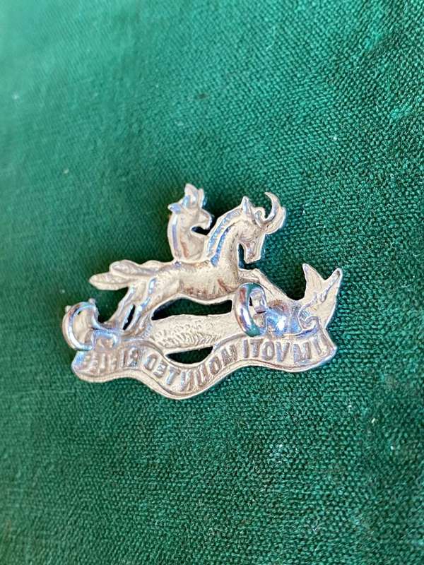 UMVOTI MOUNTED RIFLES,CHROMED COLLAR BADGE-WORN POST 1968-2 LUGS