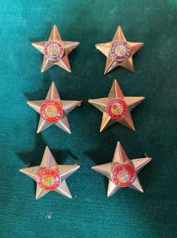 SA ARMY OFFICERS RANKS IN GILT-WORN 1960`S-1970`S- PINS COMPLETE-SOLD IN BATCHES OF 6 TOGETHER